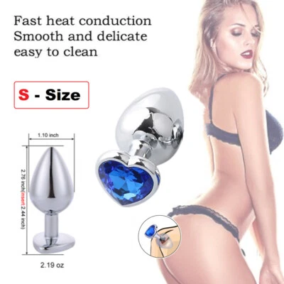 Anal Sex Toy For Women Men Beginners Metal Dildo Jewel Heart Anal Butt Plug B-S - Image 1 of 4