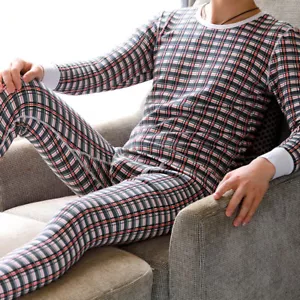 Herren Thermo Unterwäsche Sets Vlies warm Unterhemden kariert bedruckte Unterhose - Bild 1 von 16