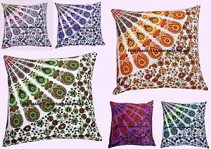 Indio Pavo Real Mandala Funda de Cojín de Algodón Bohemio Suelo Funda Almohada - Imagen 1 de 18