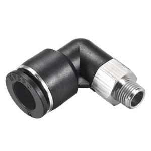 Push to Connect Tube Fitting Male Elbow 12mm Tube OD x1/8 NPT Push Fit Lock - Picture 1 of 3