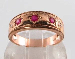 GROSSER BANDRING 9 KT 9 KARAT ROSÉGOLD ZIGEUNERRUBIN & DIAMANT ZIGEUNER KOSTENLOSE GRÖSSENÄNDERUNG - Bild 1 von 6