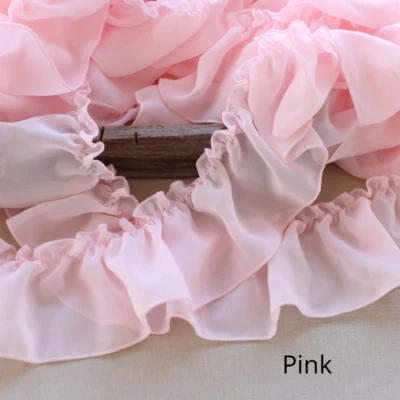 5M Chiffon Frill Ruffles Edging Trimming DIY Lace Dress Curtain Crafts Sewing - Image 1 of 4