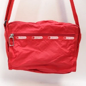 LeSportSac Crossbody Handbag S Red Nylon Travel Foldable Pockets Shoulder Bag - Picture 1 of 12