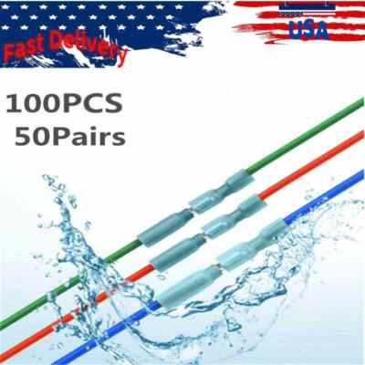 100x Blue Heat Shrink Bullet Wire Connector 16-14AWG Male/Female Crimp Terminals - Image 1 of 4