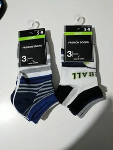2 paquetes de 3 pares de calcetines al tobillo de moda para niños talla 5-9 - Imagen 1 de 4