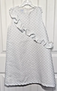 Bella Bliss - Blue w/h White Polka Dot & Ruffle Accent Lined Sleeveless Dress 14 - Picture 1 of 2