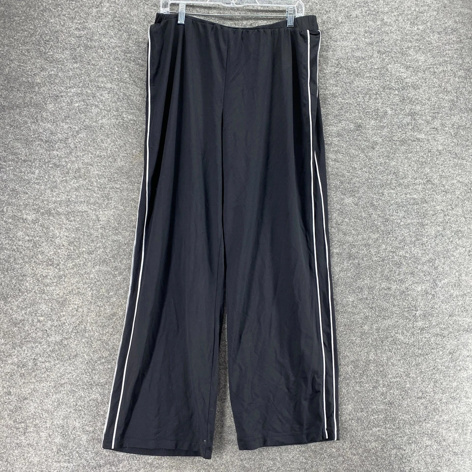 Pantalones Chico's Mujer 3 Negros Rayas Tiro Alto Chino Frente Plano Recto Pull On Foto 1 de 4