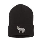 American Tabby cat embroidered beanie hat, Tabby cat embroidered beanie hat