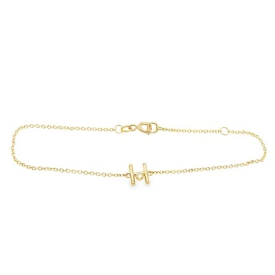 9ct Yellow Gold Diamond Initial Bracelet, Set with Letter "H" - Image 1 of 2