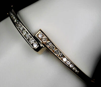 Brazalete Brazalete Diamante 14K Amarillo y Blanco 1.81ct Usado 22.6gms 7" Foto 1 de 4