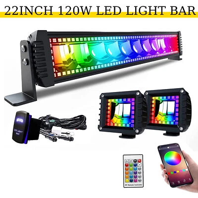 Barra de luz LED de 22 pulgadas RGB que cambia de color persigue control remoto estroboscópico para camioneta Chevy Foto 1 de 4