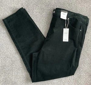 NEW M&S Ladies Bottle Green Corduroy Straight Leg Trousers: 24 Long & 24 Short - Picture 1 of 3