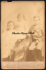 CABINET CARD THREE CHILDREN VICTORIAN ANTIQUE PHOTO BY LAVIS OF BIRKENHEAD #C022