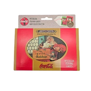 1998 Limited Edition Coca-Cola Nostalgia Playing Cards in Tin 2 Sealed Decks - Picture 1 of 6