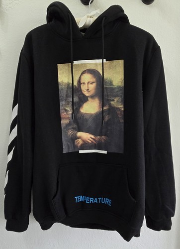 Felpa con cappuccio uomo *OFF WHITE* TEMPERATURA MONA LISA nera taglia XXL ottime condizioni ?