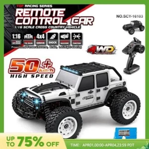 16103 coches rápidos de RC 50 km/h 1/16 todoterreno 4x4 con faros LED, 2,4 g impermeable - Imagen 1 de 25