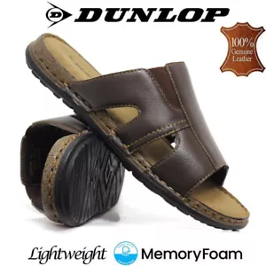 Mens Leather Memory Foam Sandals Walking Comfort Flip Flop Casual Summer Shoes - Picture 1 of 7