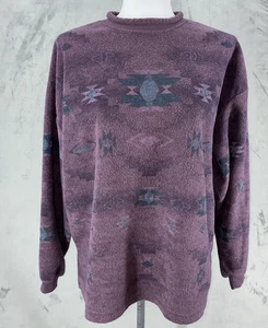 Artisans Sunchein sz XL Southwest sweatshirt terry USA made purple Aztec - Picture 1 of 16