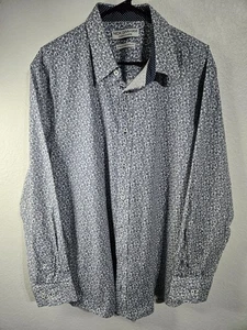 Camicia uomo Nick Graham manica lunga con bottoni taglia XL blu stampa designer moderna - Foto 1 di 11