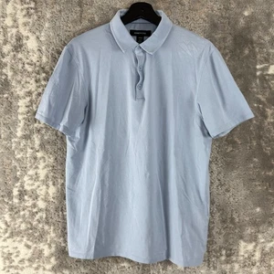 Kenneth Cole Size M Stretch Casual Button Polo Shirt Blue Short Sleeve Collar - Picture 1 of 9