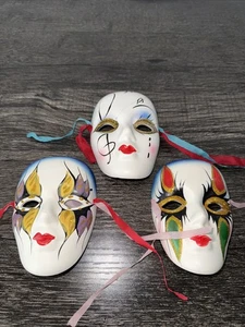Masks Vintage New Orleans Mardi Gras Ceramic Decorative Masks Faces Fancy Fun - Picture 1 of 4