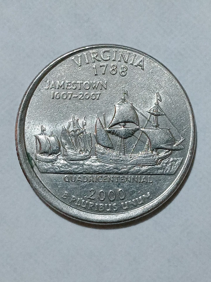2000-P Virginia state quarter with off center planchet error - Image 1 of 4