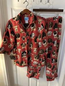 Nick & Nora red MILK BONE DOGS Cotton Flannel Pajama SET-SIZE MEDIUM - Picture 1 of 5