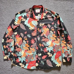 Joe Browns Shirt Mens XL Cotton Bold Floral Leaf Print Long Sleeve Fun Retro - Picture 1 of 11
