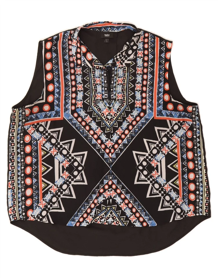 Blusa Top MOSSIMO Mujer Sin Mangas Reino Unido 20 2XL Negra Poliéster Geométrico CI03 Foto 1 de 3