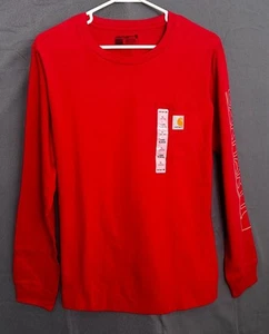 Carhartt Boys Long Sleeve Shirt XL 18/20 Red Pocket Logo Work Casual NWT - Picture 1 of 6