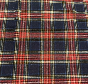 1 yd x 32" Navy Blue & Red Scottish Tartan Plaid Wool Blend Fabric - Picture 1 of 2
