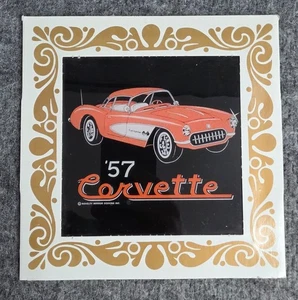 1957 Corvette Mirror Wall Art Gold Design Novelty Mirror Designs Retro 7x7 Vtg - Picture 1 of 5