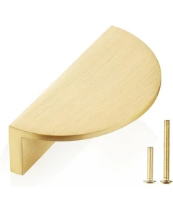 5 Pack Solid Brass Half Moon Dresser Drawer Pulls Semicircle Kitchen 3” Hole - Picture 1 of 8