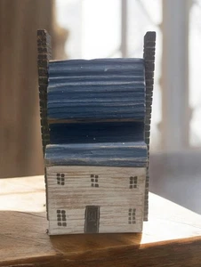 John Ulery Vintage Handmade Folk Carved Split Wood White House -Signed 1993 TH2 - Picture 1 of 11