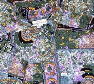 Vtg 90s Guess Georges Marciano Button Up Abstract Geometric L Short Sleeve Shirt - Picture 1 of 14