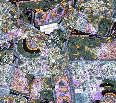 Vtg 90s Guess Georges Marciano Button Up Abstract Geometric L Short Sleeve Shirt - Image 1 of 4