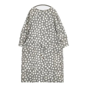 mina perhonen Palkeet Cotton Silk aas3889 with Belt dress Gray white 5-0921M∞ - Picture 1 of 8