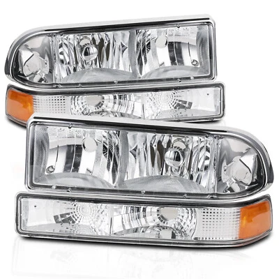 Headlights Assembly Chrome Housing Amber Corner Fit For 98-04 CHEVY S10/BLAZER — 第 1/4 张图片