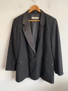 Vintage Cross Roads Blazer Jacket Womens Plus Sz 16 Black Striped Long Sleeve - Picture 1 of 14