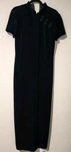 *R&J Co. Cheongsam Style Velvet Dress Size 10 Black Green Qipao Midi Asian... - Picture 1 of 6