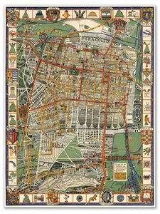 Mapa de la Ciudad de Mexico MEXICO CITY Neighborhood Street Map circa 1932 24x32 - Picture 1 of 9