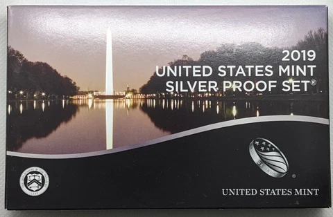 2019 Silver Proof Set - 10 coins total- No Reverse Proof W Cent Cover