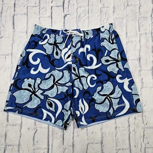 Speedo MENS SIZE L Swim Trunks Blue Floral Mesh Lined Board Shorts Hawaiian - Picture 1 of 9