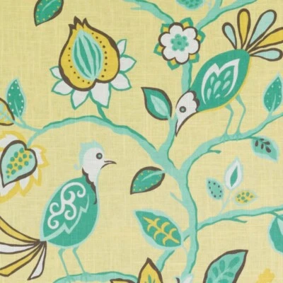 Rollo de tela 47 yardas, estampado, mezcla de lino, 54" de ancho, pájaro, canario, amarillo Foto 1 de 3