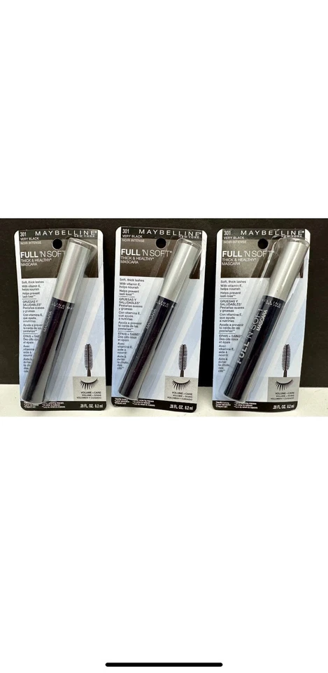 Maybelline Full and Soft Washable Mascara Very Black 0.28 Oz - 6 EA