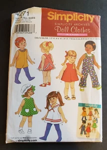 Simplicity 4271 Size A Doll Clothes S M L New Uncut - Picture 1 of 2