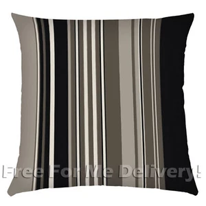 CASA STRIPES BLACK BEIGE CREAM DESIGNER PILLOW CUSHION 45x45cm **FREE DELIVERY** - Afbeelding 1 van 3