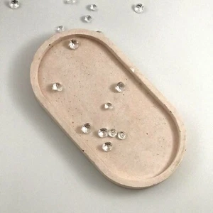 1pc Nordic Oval Geometric Pastel Pink Concrete Dish Tray UK Free PnP Luxdecor6 - Picture 1 of 3