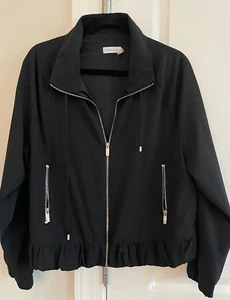 Calvin Klein Women's Black Zip-Front Lightweight Bomber Jacket - SZ L - Picture 1 of 5