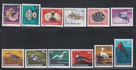 COCOS ISLANDS Seashells & Birds MNH Set Foto 1 de 1